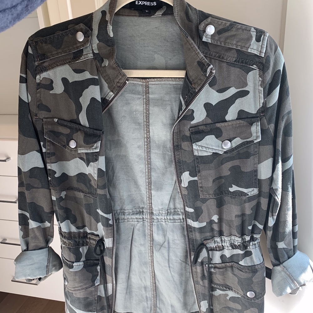 Camo Jacket with Waist Tye by Express